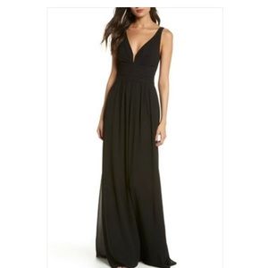 LULUS‎ NEW Sleeveless V-neck Chiffon A-line Gown in Black -M
